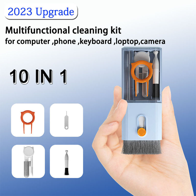10-in-1 Bluetooth-compatible Earbuds Cleaner Pen Multifunctional Computer Cleaning Brush Kit Labor-saving for Earphones Keyboard