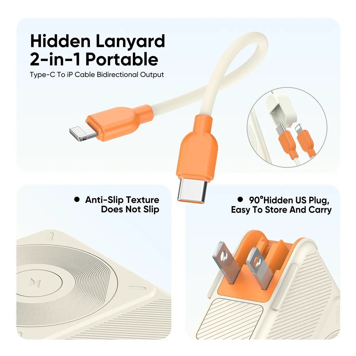 PB7023  10000mAh 3-IN-1 Multifunctional Wireless Charging Power Bank