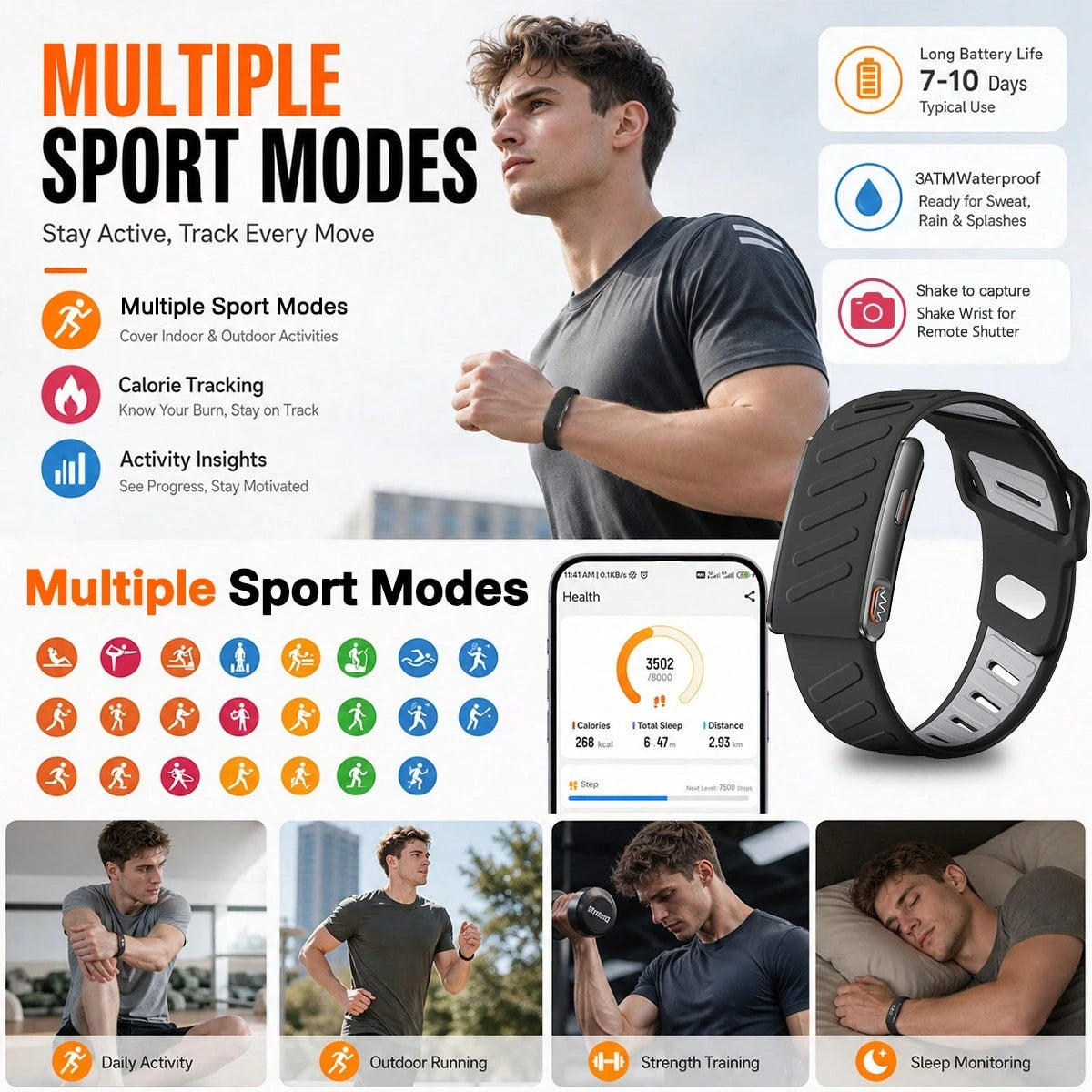 Screenless Fitness Band Bracelet