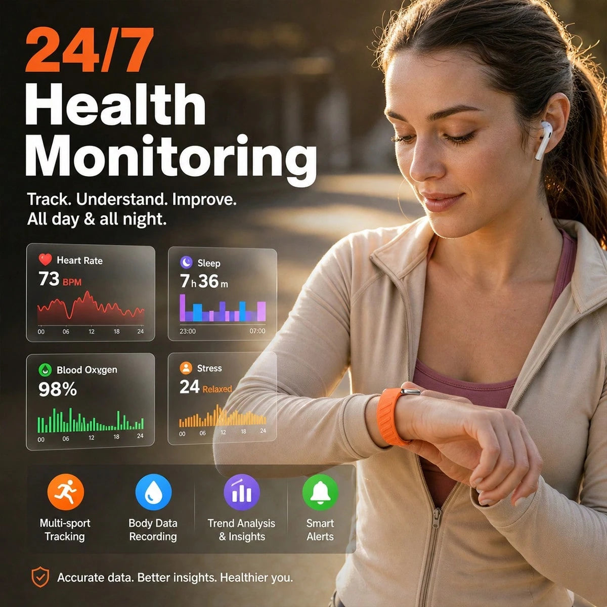Screenless Fitness Band Bracelet