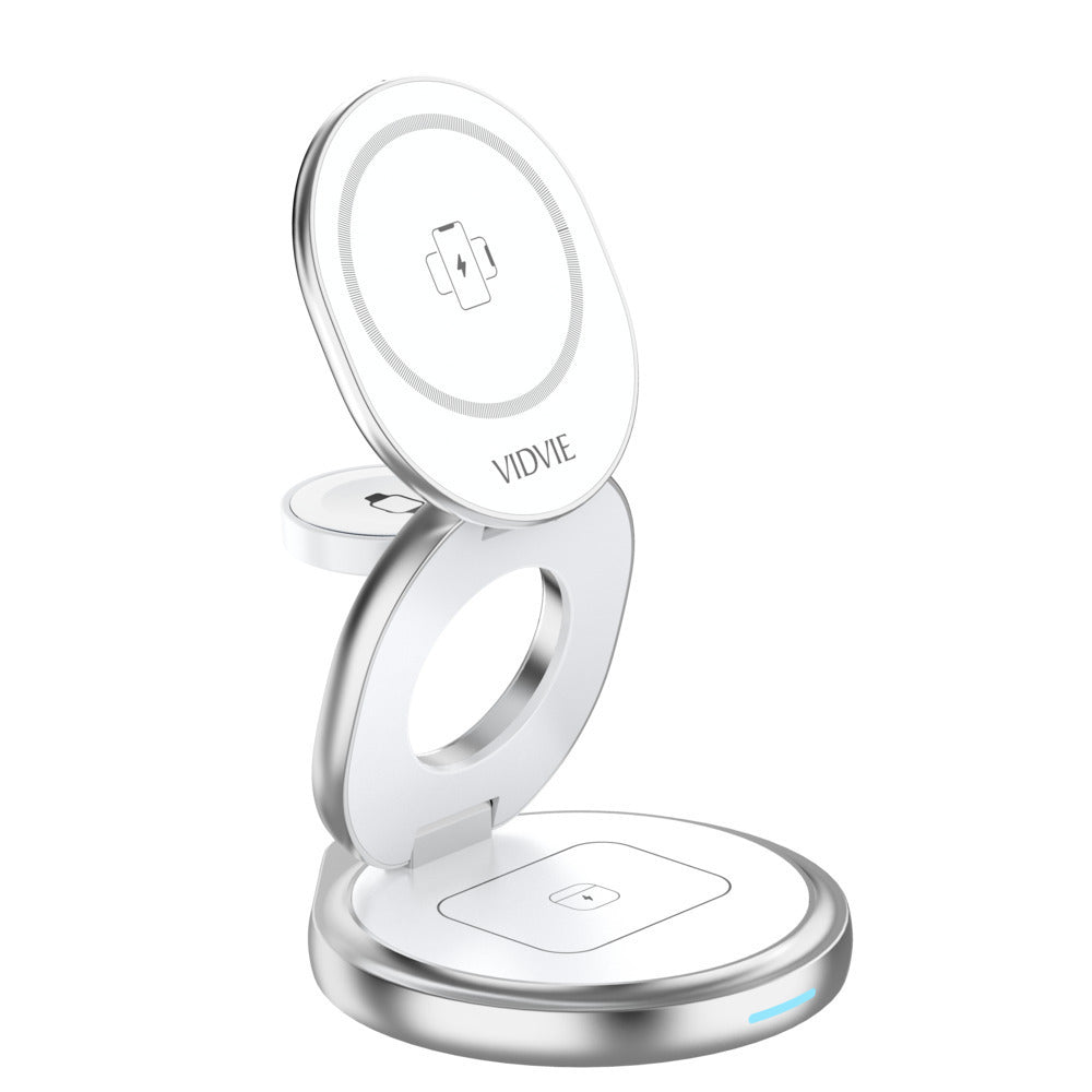 VIDVIE WLC1418 3 in 1 Magnetic Folding Rotating Wireless Charging Stand