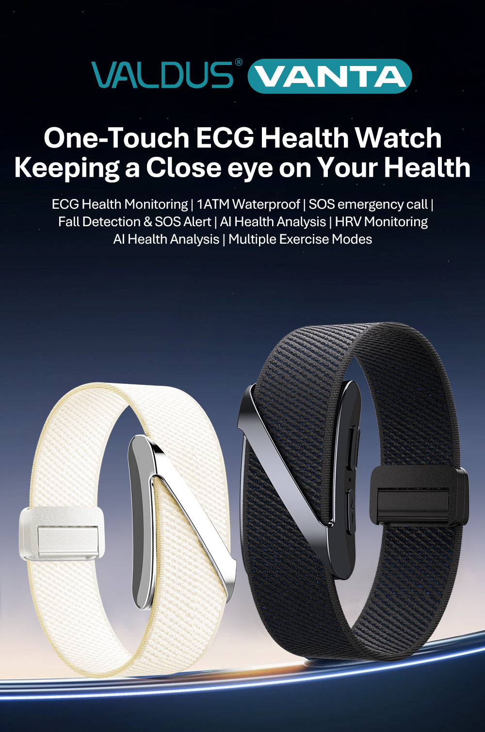 VALDUS VANTA ECG Advanced Screenless Fitness Tracker