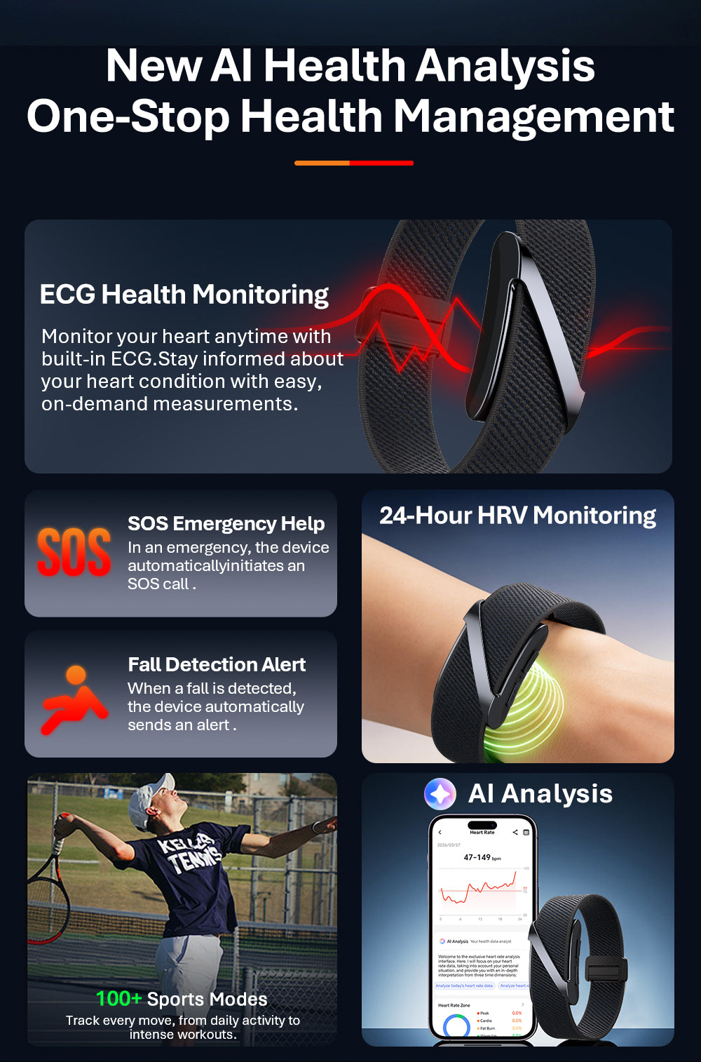 VALDUS VANTA ECG Advanced Screenless Fitness Tracker