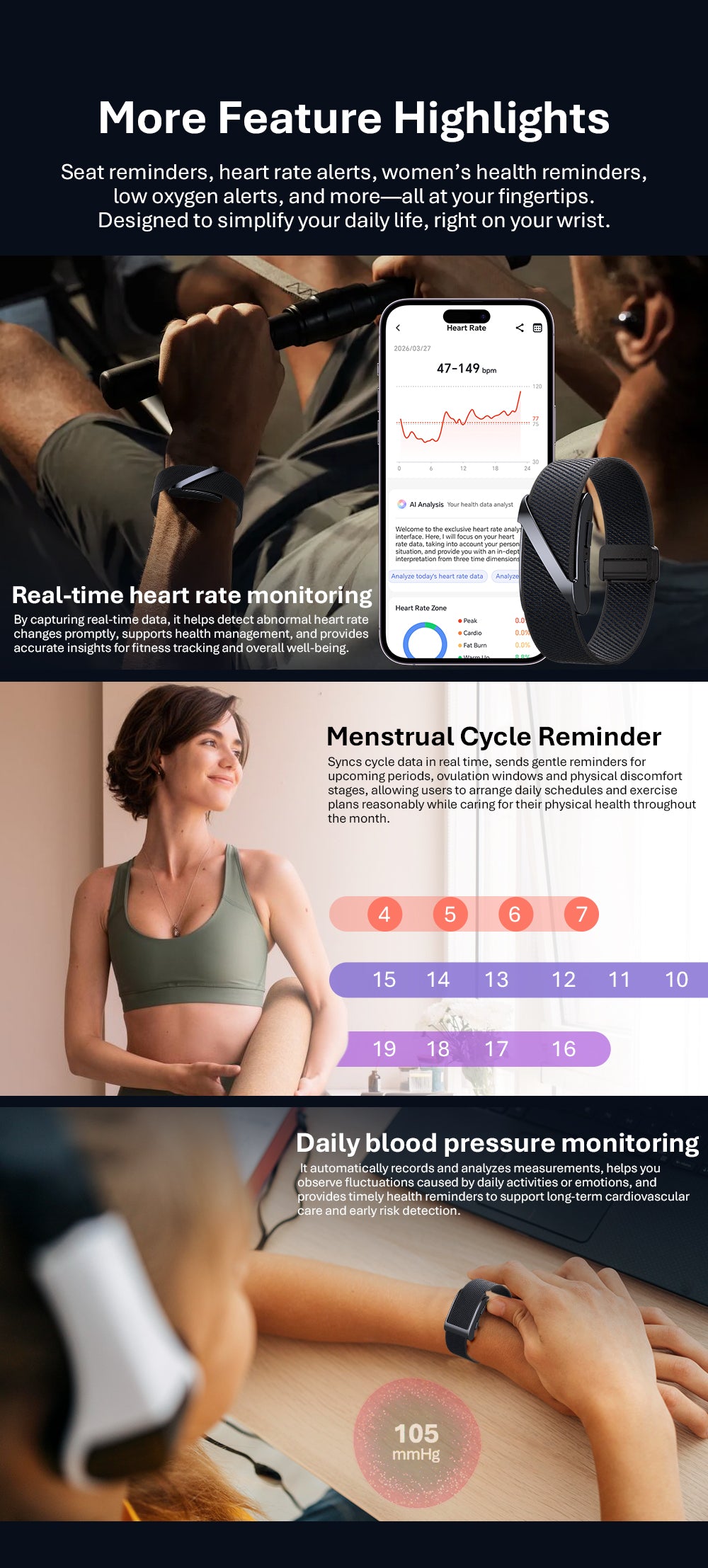 VALDUS VANTA ECG Advanced Screenless Fitness Tracker