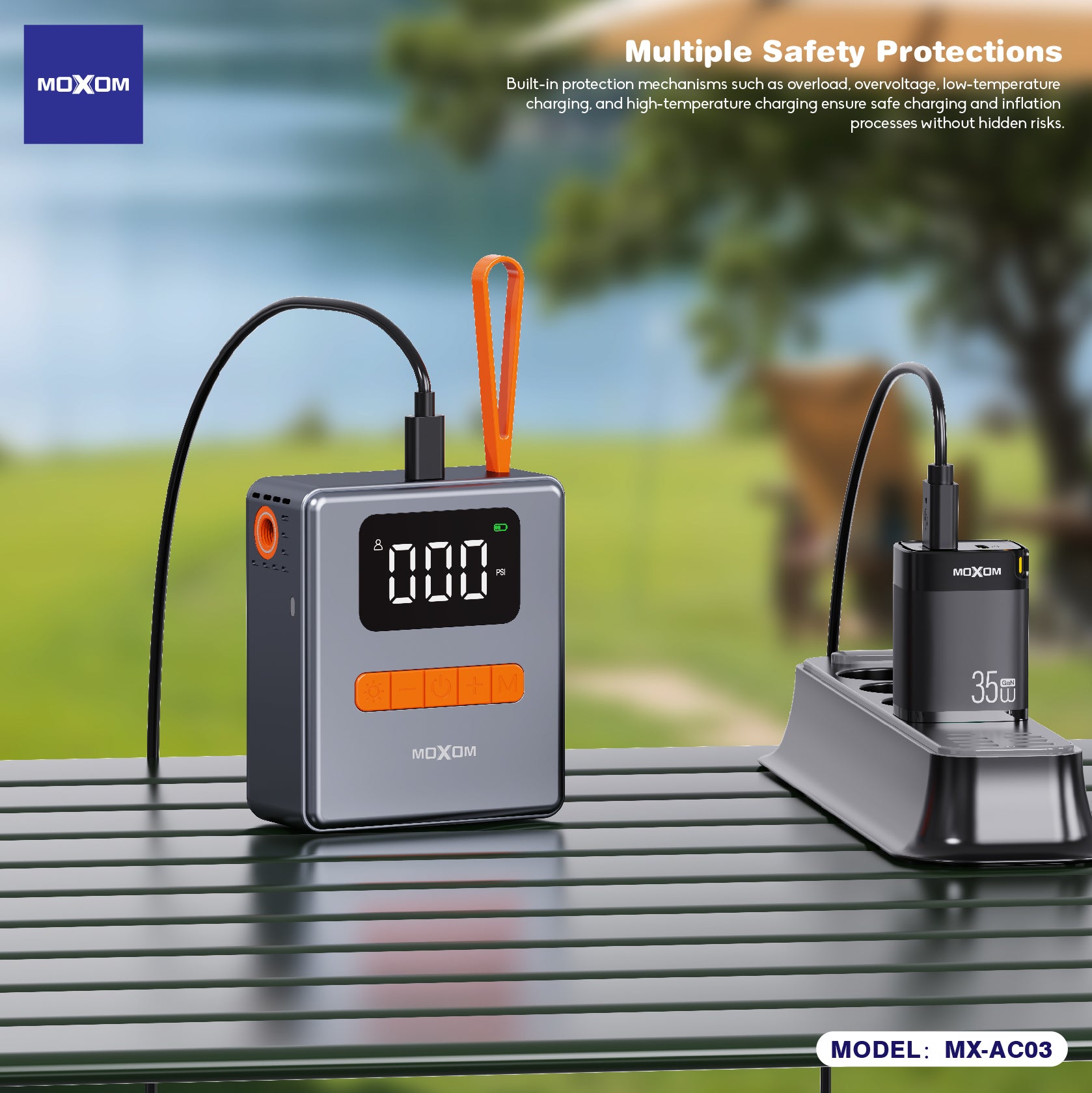 MOXOM Mini 150PSI＆1800mAh Battery Air Pump