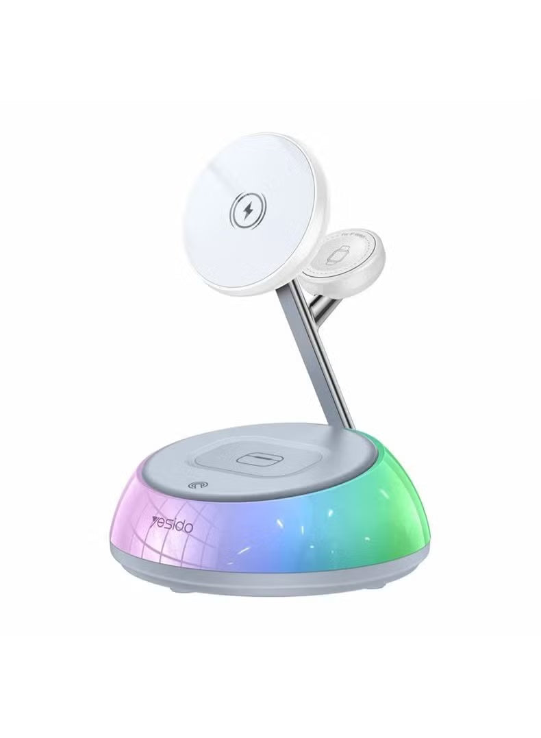 YESIDO DS31 3-in-1 Magnetic Wireless Charging Stand with RGB Light