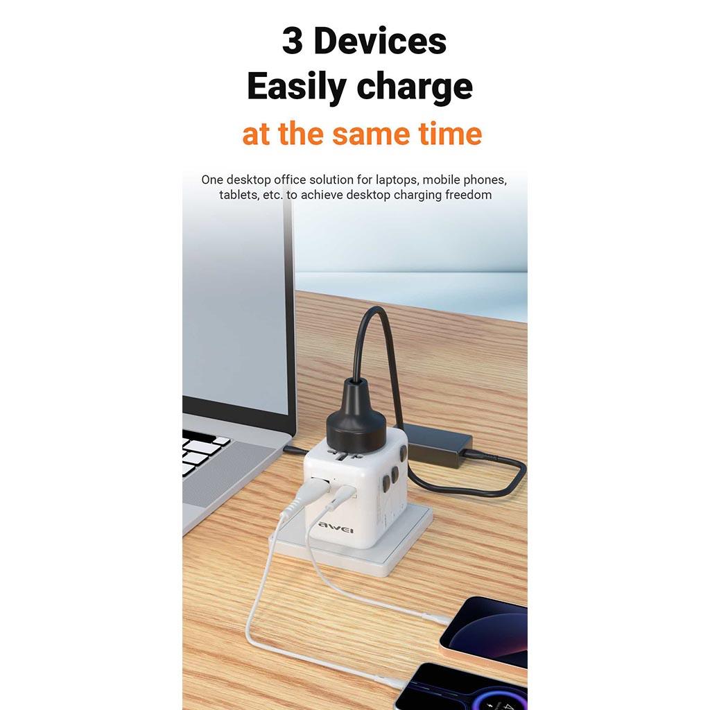 Awei C-20 Universal Global Adapter 20W Wall Charger Travel Adaptor