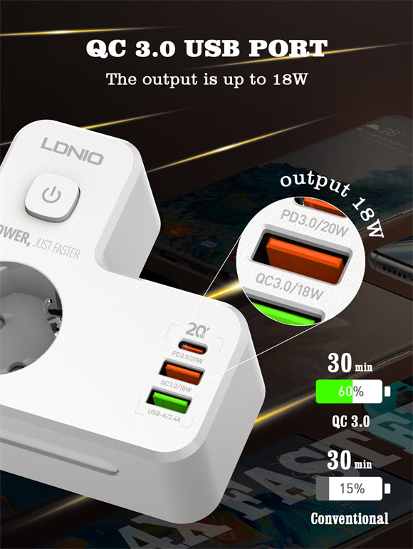 LDNIO Portable Electrical Extension Socket SE2337