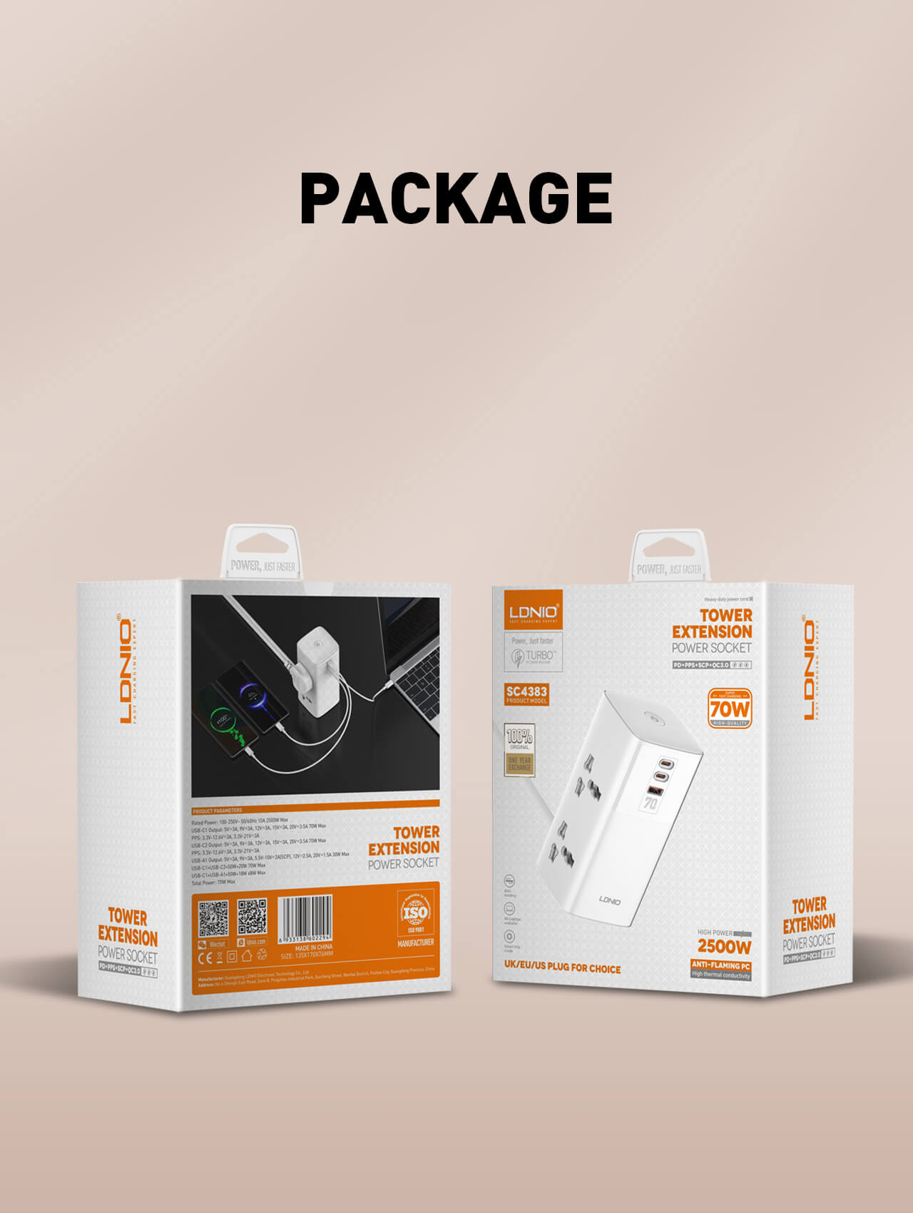 LDNIO70W Multifunctional Universal Desktop Power Adapter SC4383