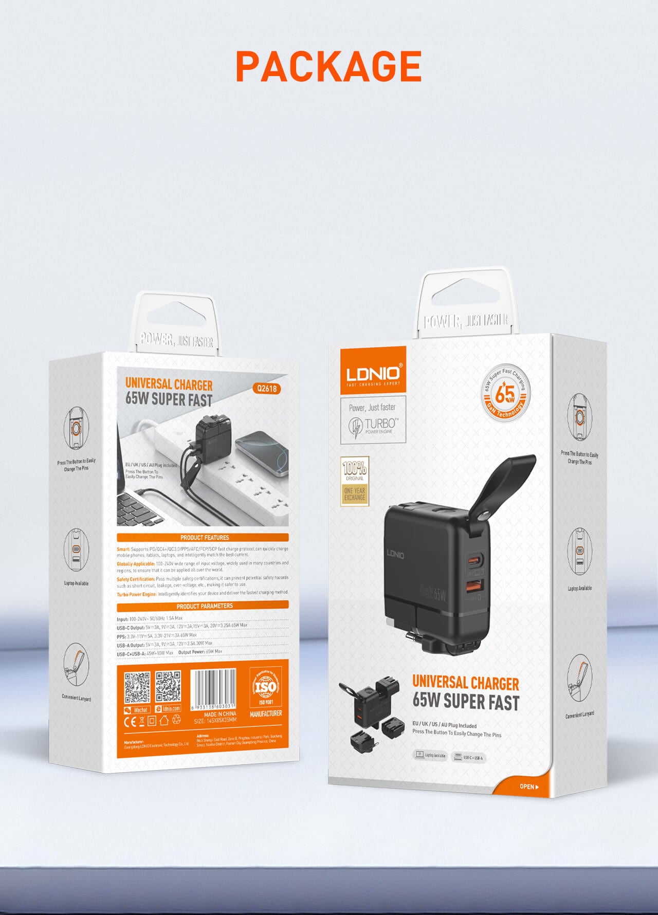 LDNIO 65W GaN Supper Fast Charger Q2618