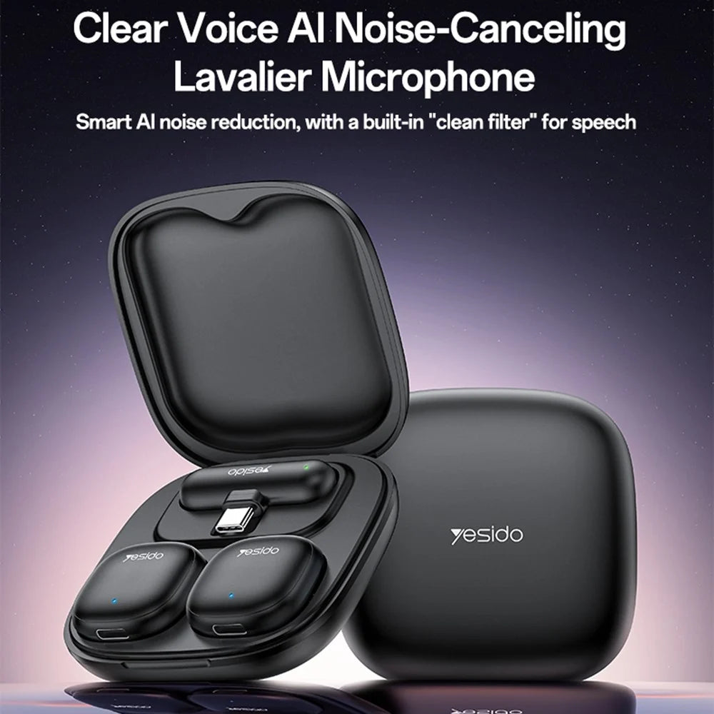 Yesido KR21 USB-C Wireless Lavalier Microphone with AI Noise Cancelling