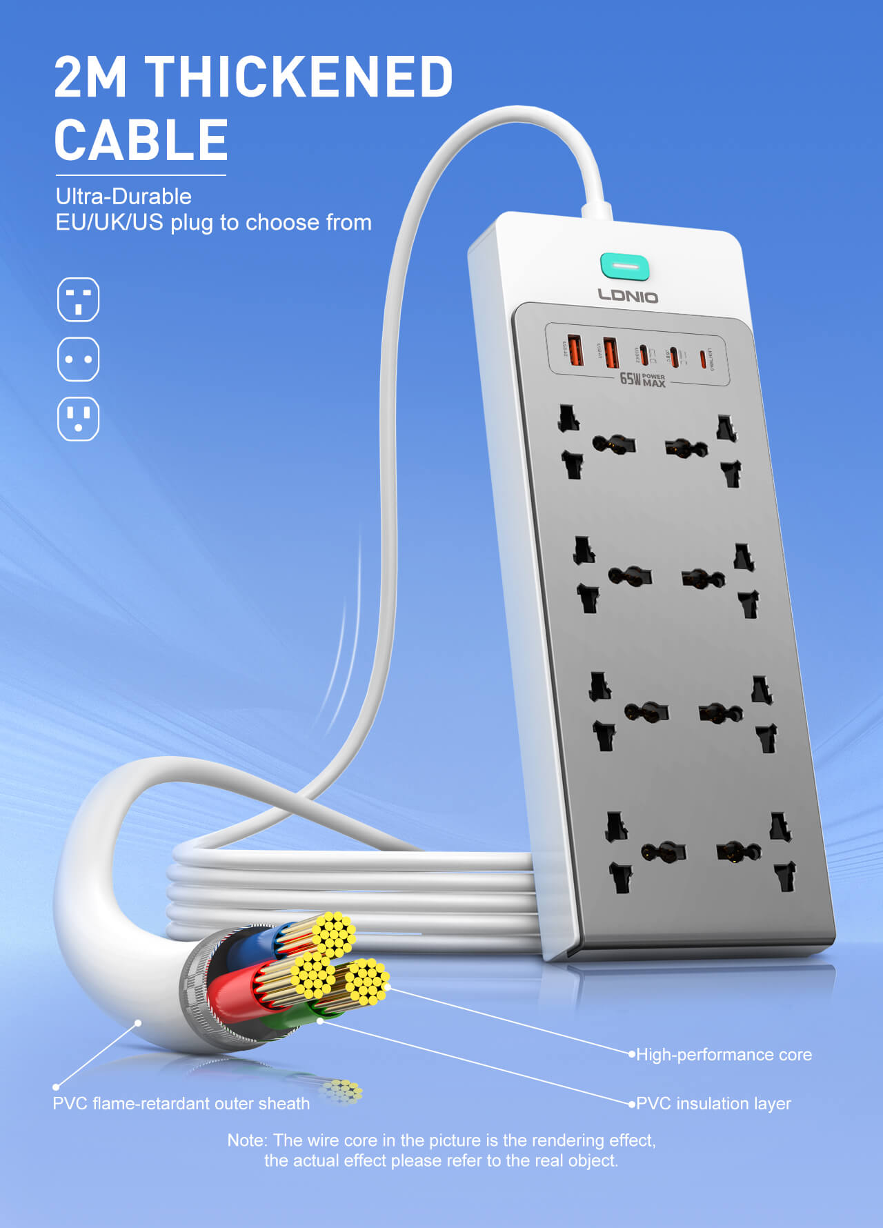 LDNIO 65W Nitride Gallium Nitride Desktop Power Strip SC4