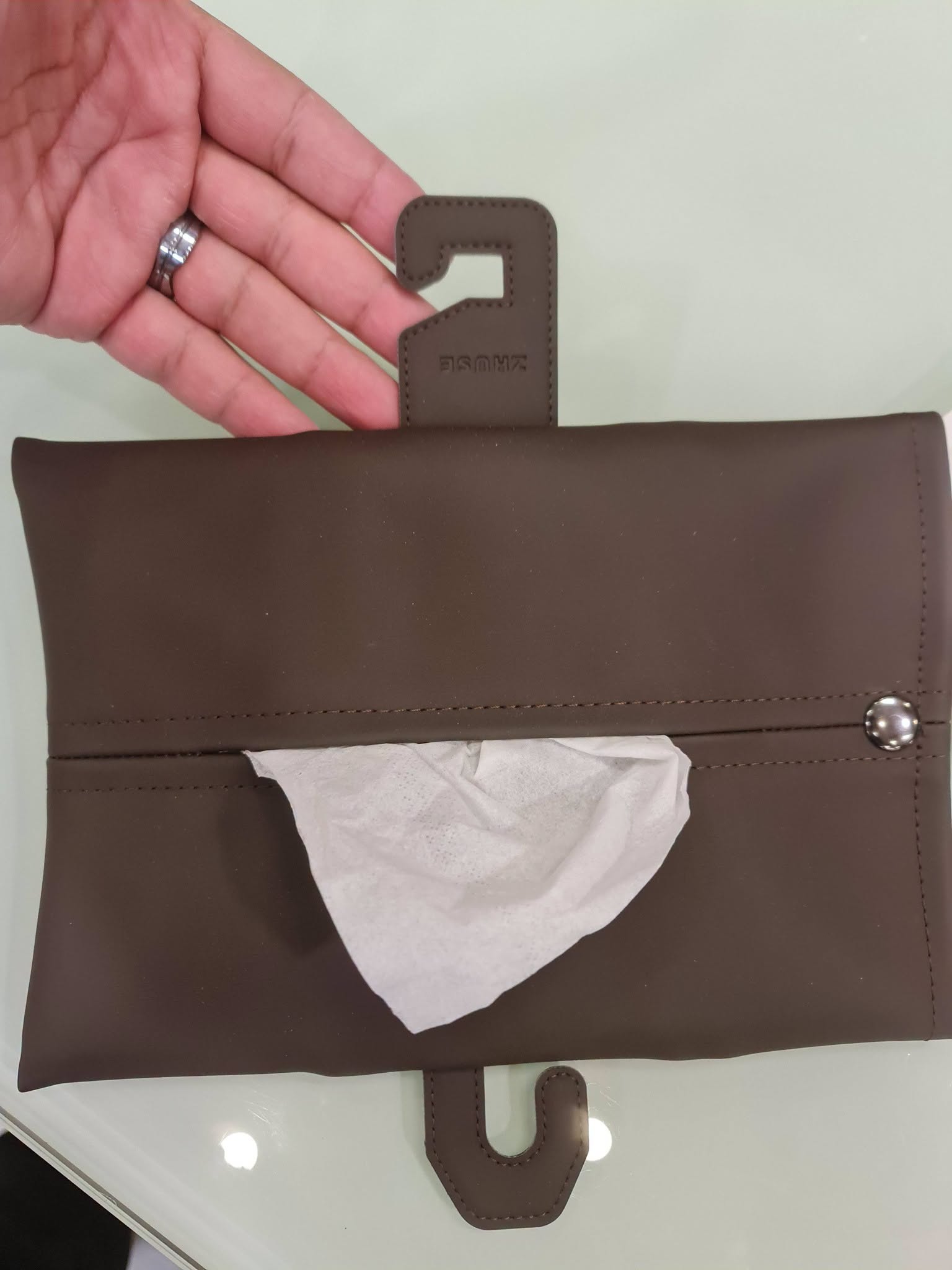 ZHUSE CA-009 Premium PU Leather Car Tissue Holder