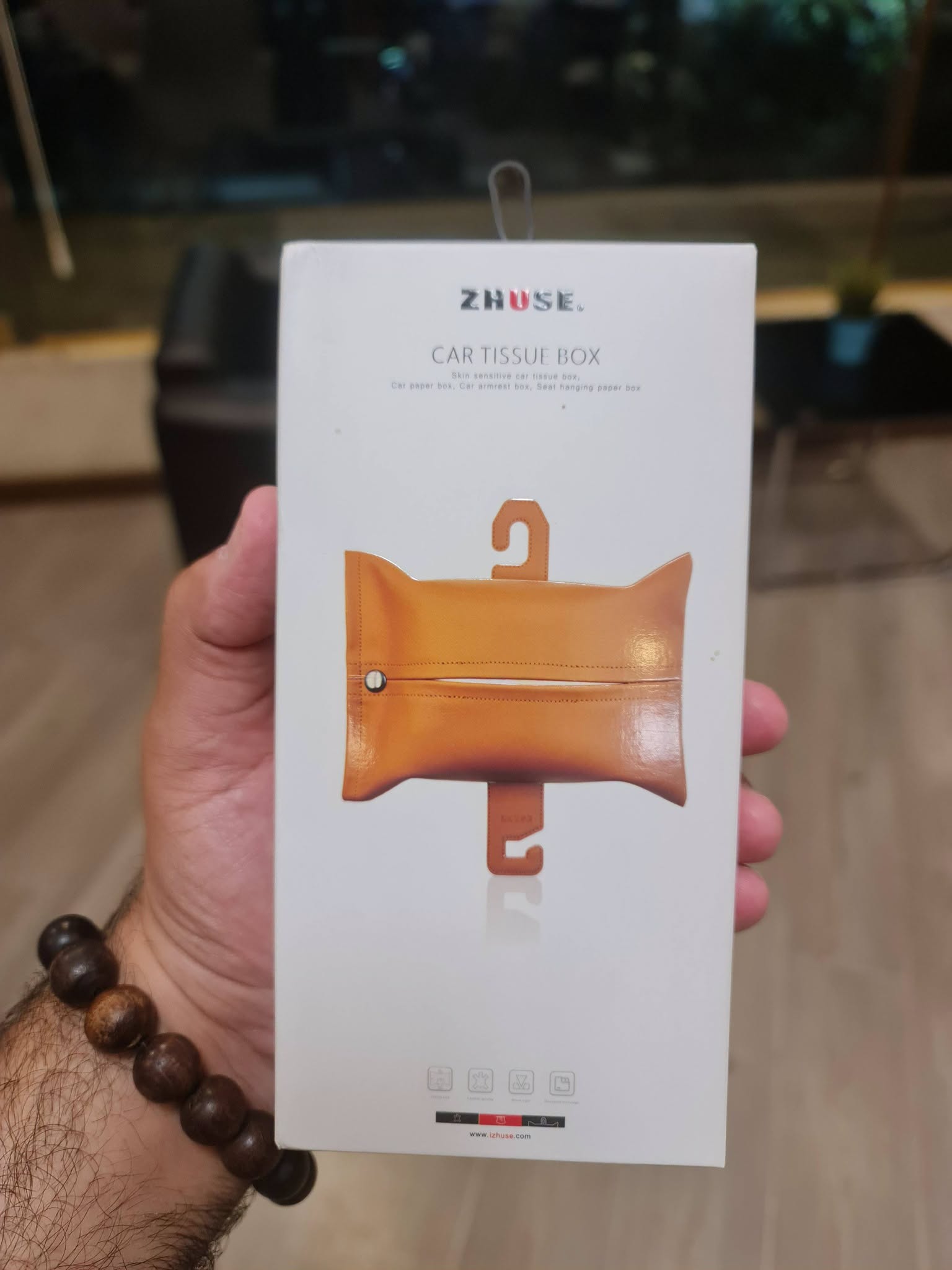 ZHUSE CA-009 Premium PU Leather Car Tissue Holder
