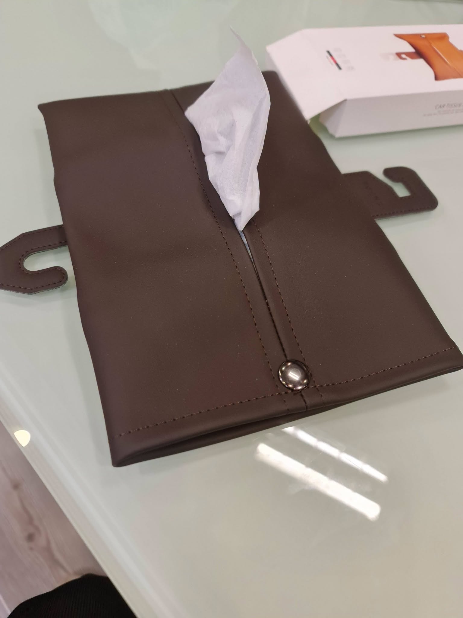 ZHUSE CA-009 Premium PU Leather Car Tissue Holder
