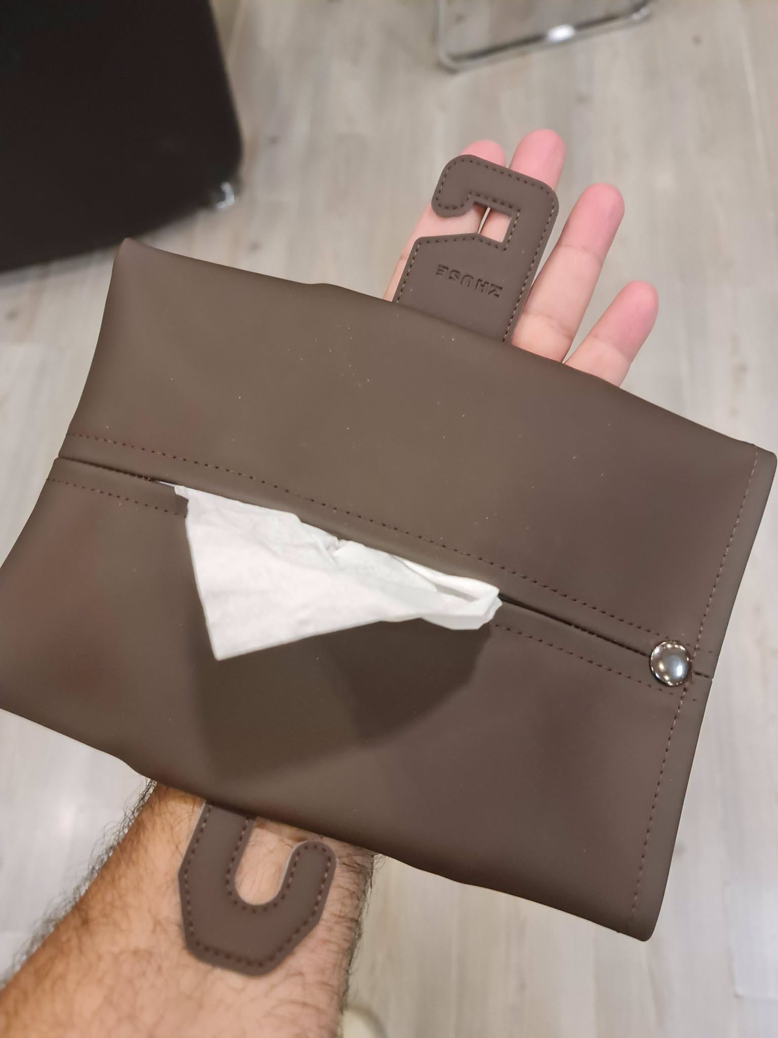 ZHUSE CA-009 Premium PU Leather Car Tissue Holder
