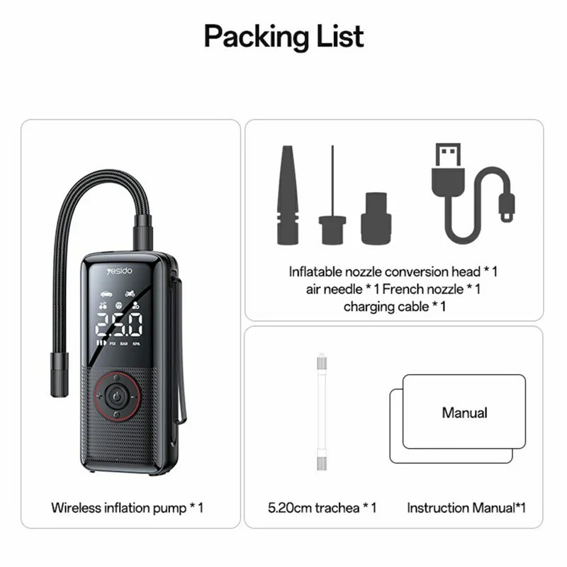 Yesido Wireless Tire Inflator Air Pump VC17