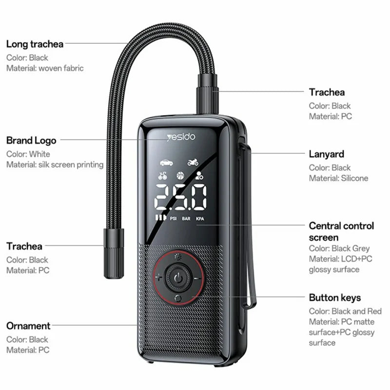 Yesido Wireless Tire Inflator Air Pump VC17