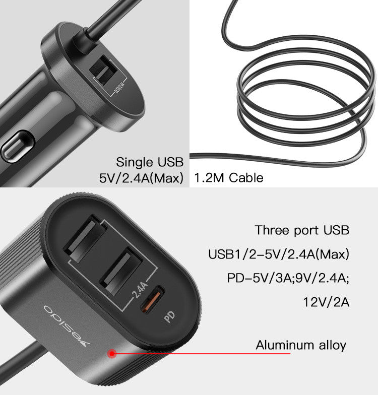 Yesido Y41 Multi Ports Fast Charging Car Charger
