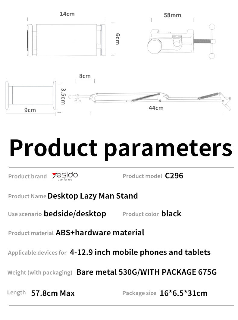 Yesido C296 Desktop Stand designed for tablets and phones