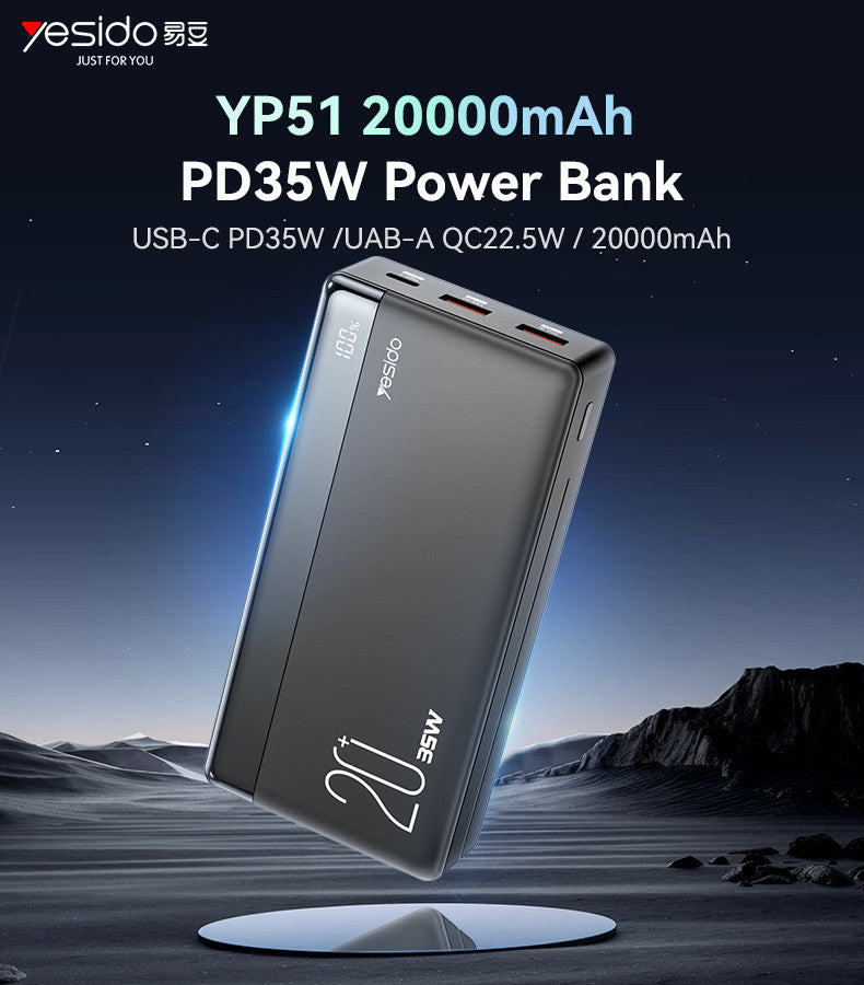 Yesido YP51 35W Fast Charging 20000mAh Power Bank