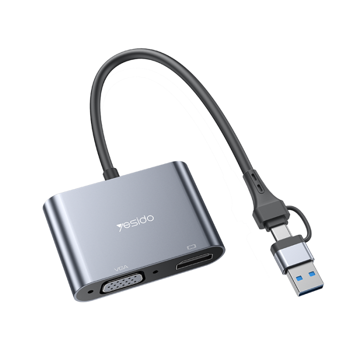 Yesido HM15 USB/TC TO HDMI OR  VGA Laptop Screen Splitter
