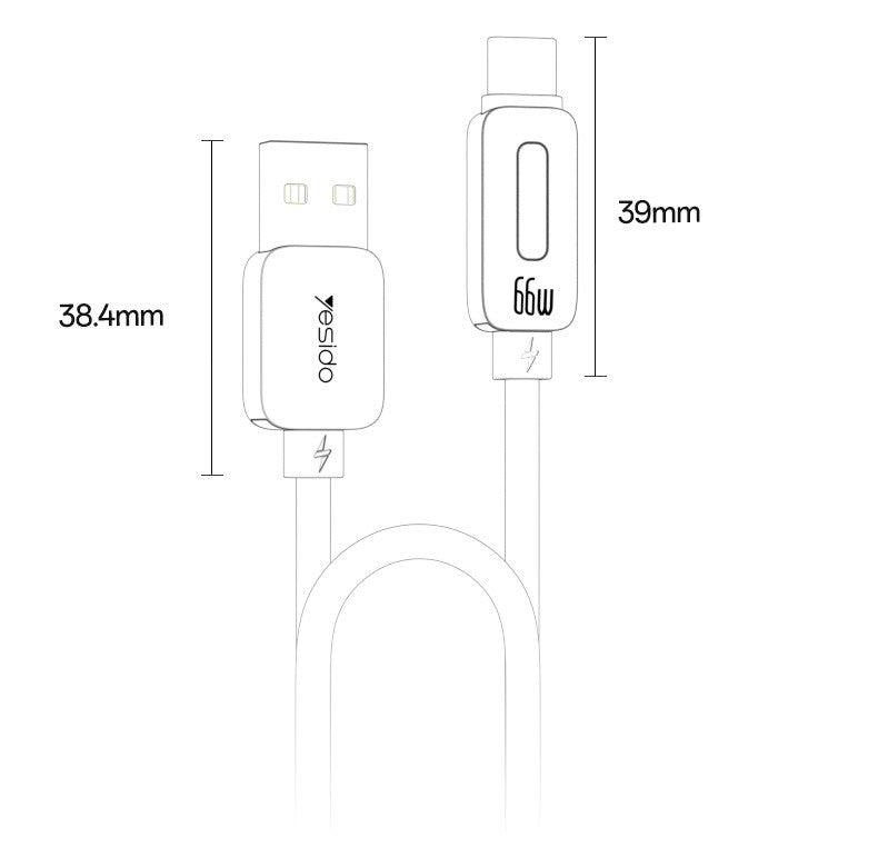 Yesido CA137C 1.2Meter 66W Fast Charging USB to Type-C