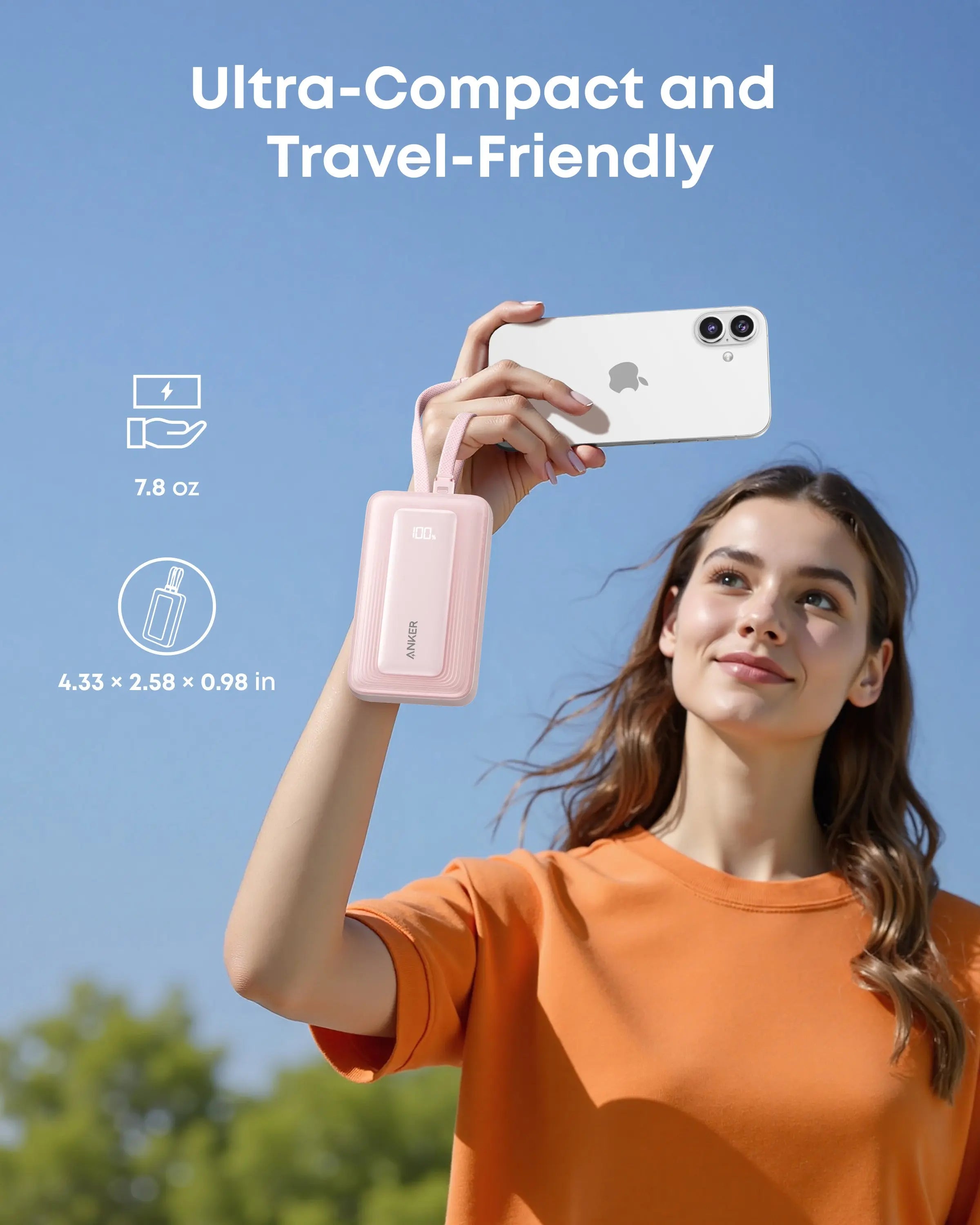 Anker Zolo Power Bank 5000mAh 35W with Built-in Dual USB-C Cable A110L