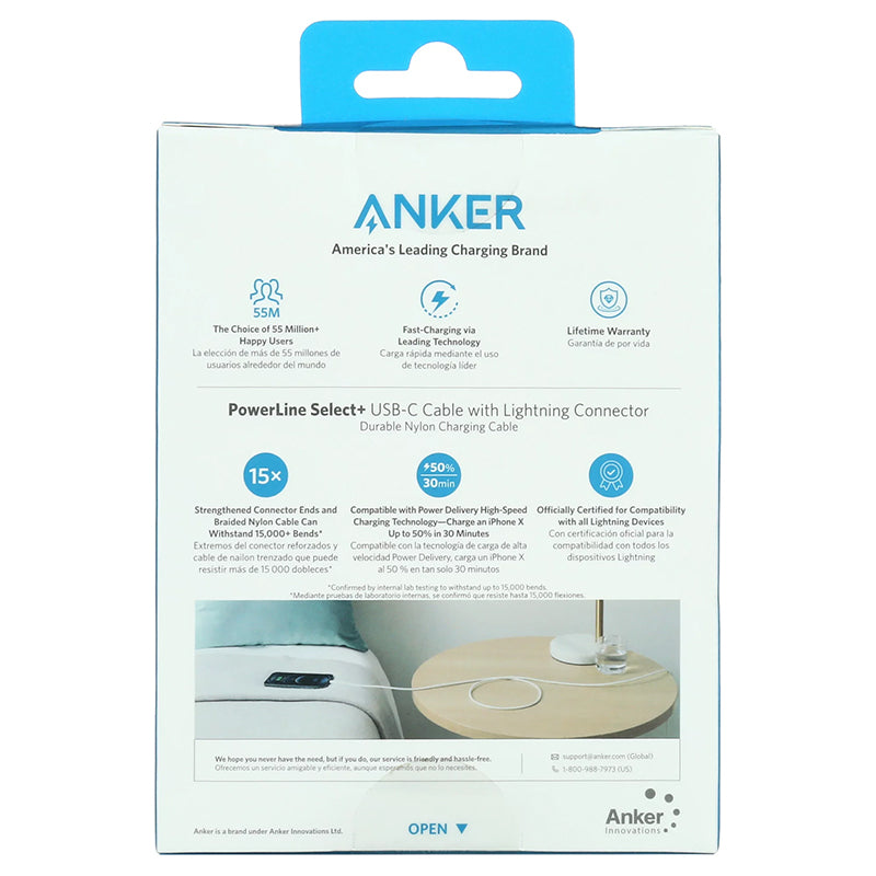 Anker PowerLine Select + USB C To Lightning Cable A8617