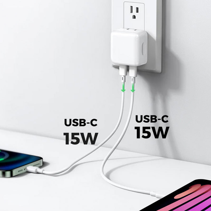Apple 35W Dual USB-C Wall Charger, PD 3.0 35W Foldable USB Plug iPad Charger Cube for iPhone 13/ iPhone 13 Pro Max/iPhone 12/11, iPad and More(Cable Not Included)