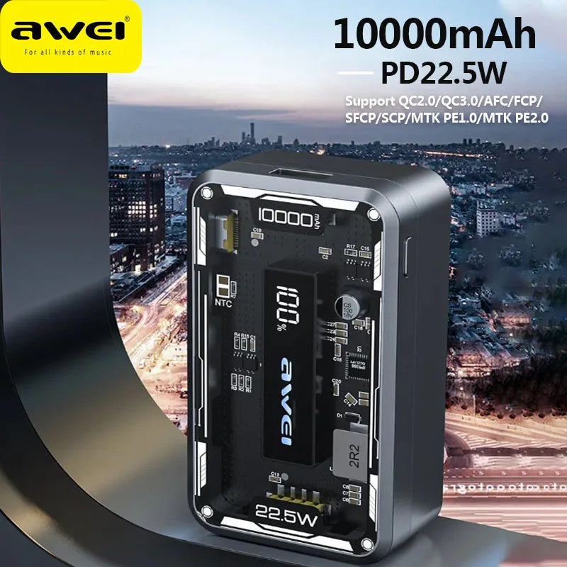 Awei P111K Power Bank 10000mAh For iOS & Android PD22.5W