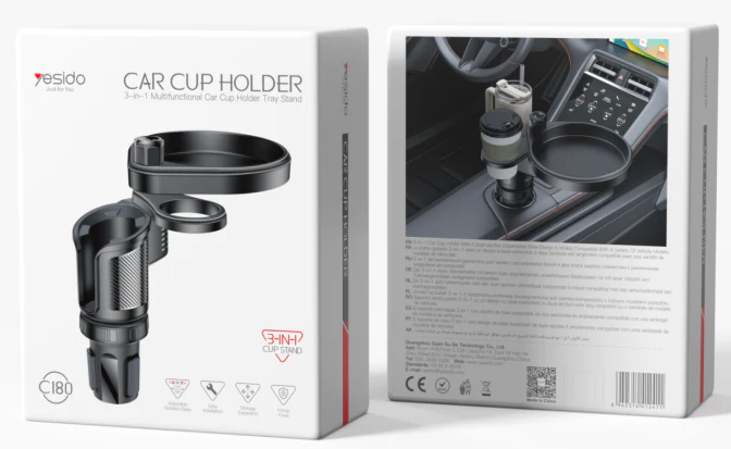 Yesido C180 – 3-in-1 Multifunctional Car Mount with Tray and Cup Holder