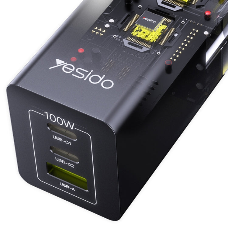 Yesido YC58 100W 2Type-C+USB Ports with 1 Socket Desktop GaN Charger