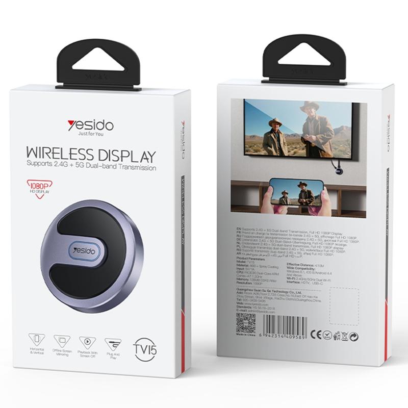 Yesido TV15 Plug and Play 1080P Dual Channel Wi-Fi Wireless Screen Mirroring Device