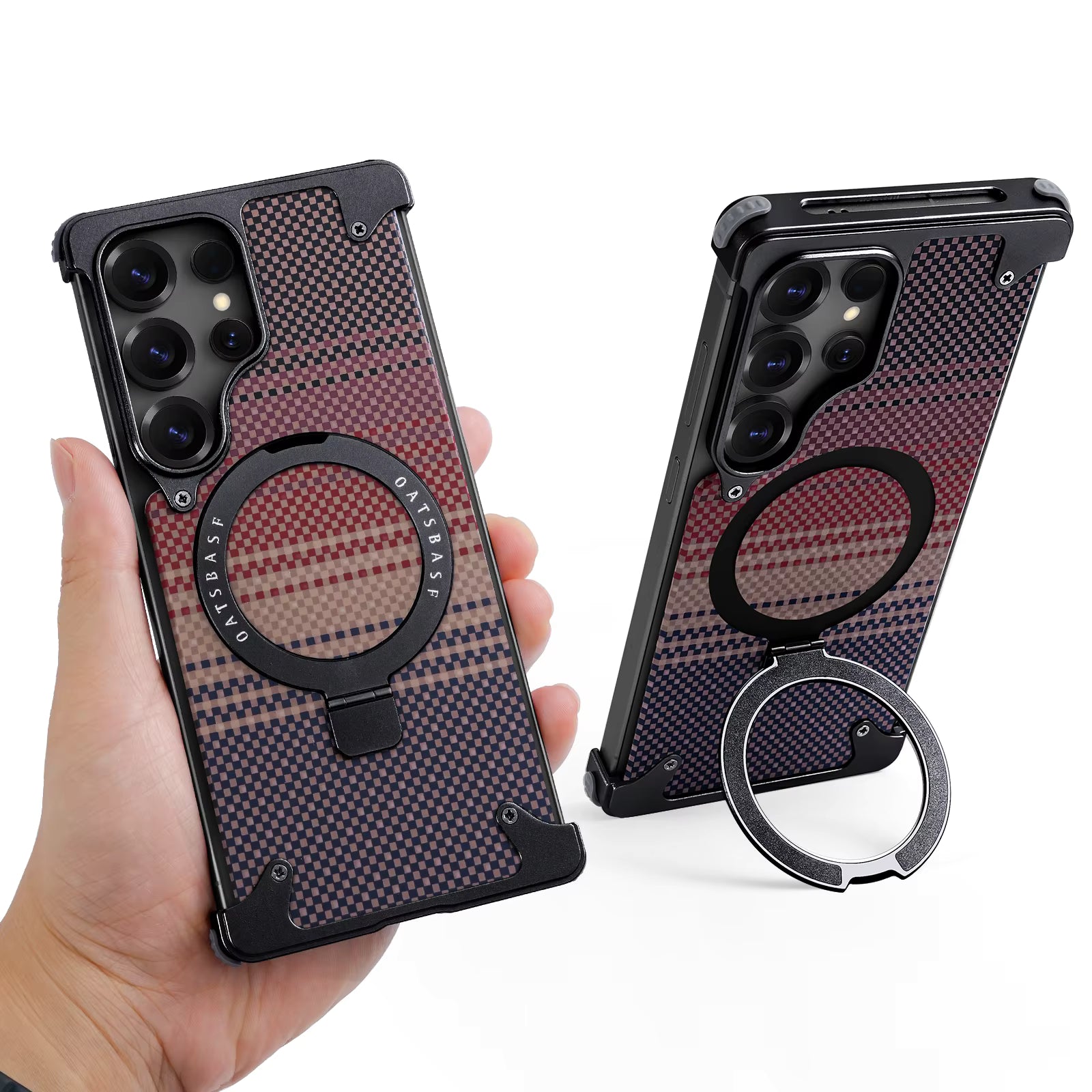 Premium Assembled Kevlar Pattern Metal Frame Phone Case for Samsung