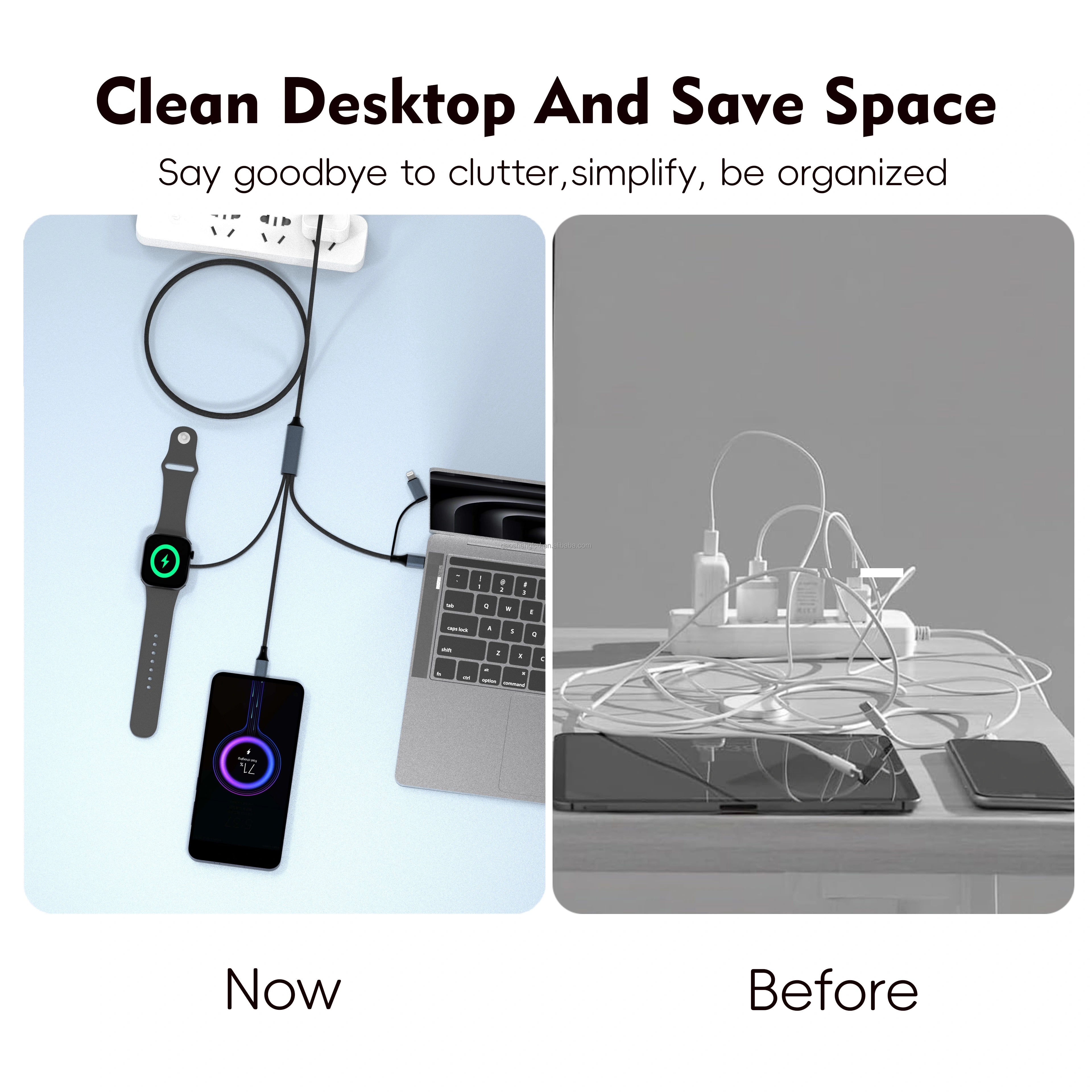 Multifunction 5 in 1 USB Cable Nylon Braided PD 100W Fast Charging