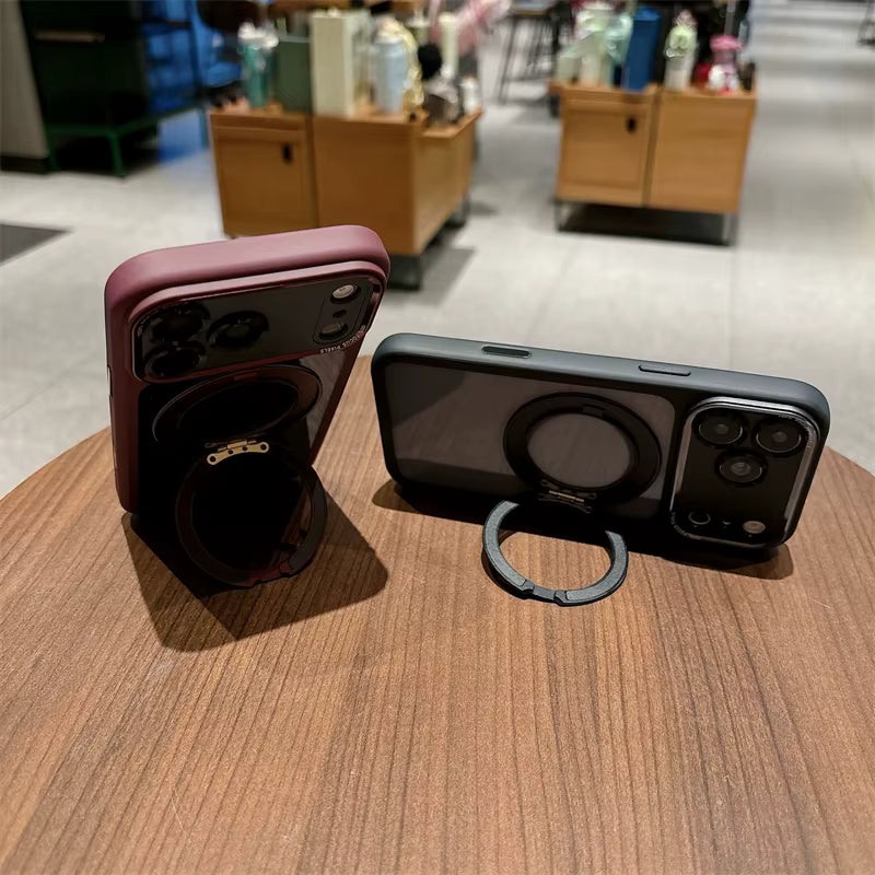 Popular TPU Acrylic Clear Magnetic 360° rotating ring Case for iPhone