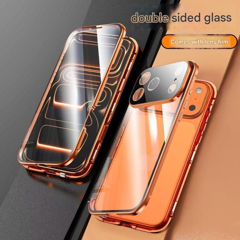 360 magnetic transparent case for iPhone 17 Pro Max(Orange)