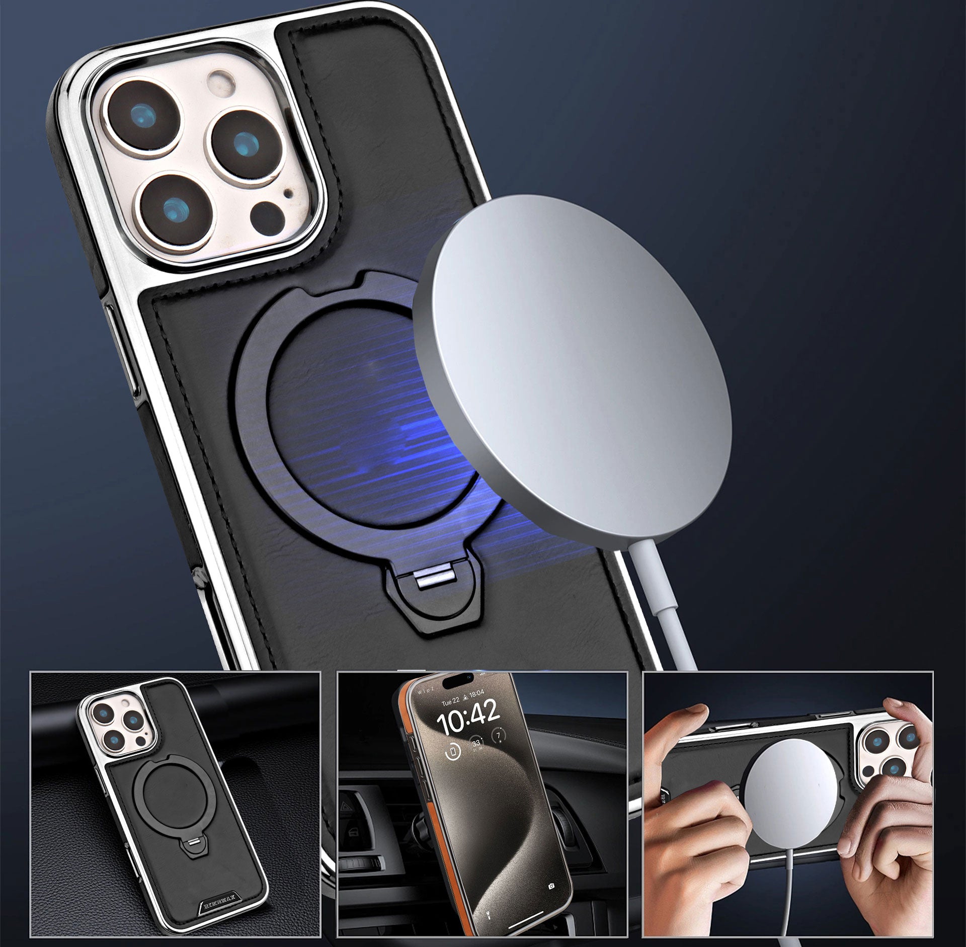 RUIMEIBI New Plating PU Leather Magnetic Phone Case for iPhone