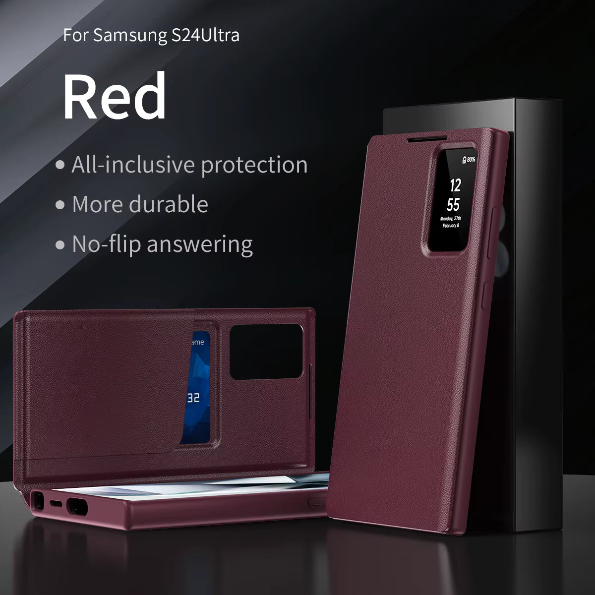 Smart View Flip Wallet Shell Leather Cover Case for Samsung