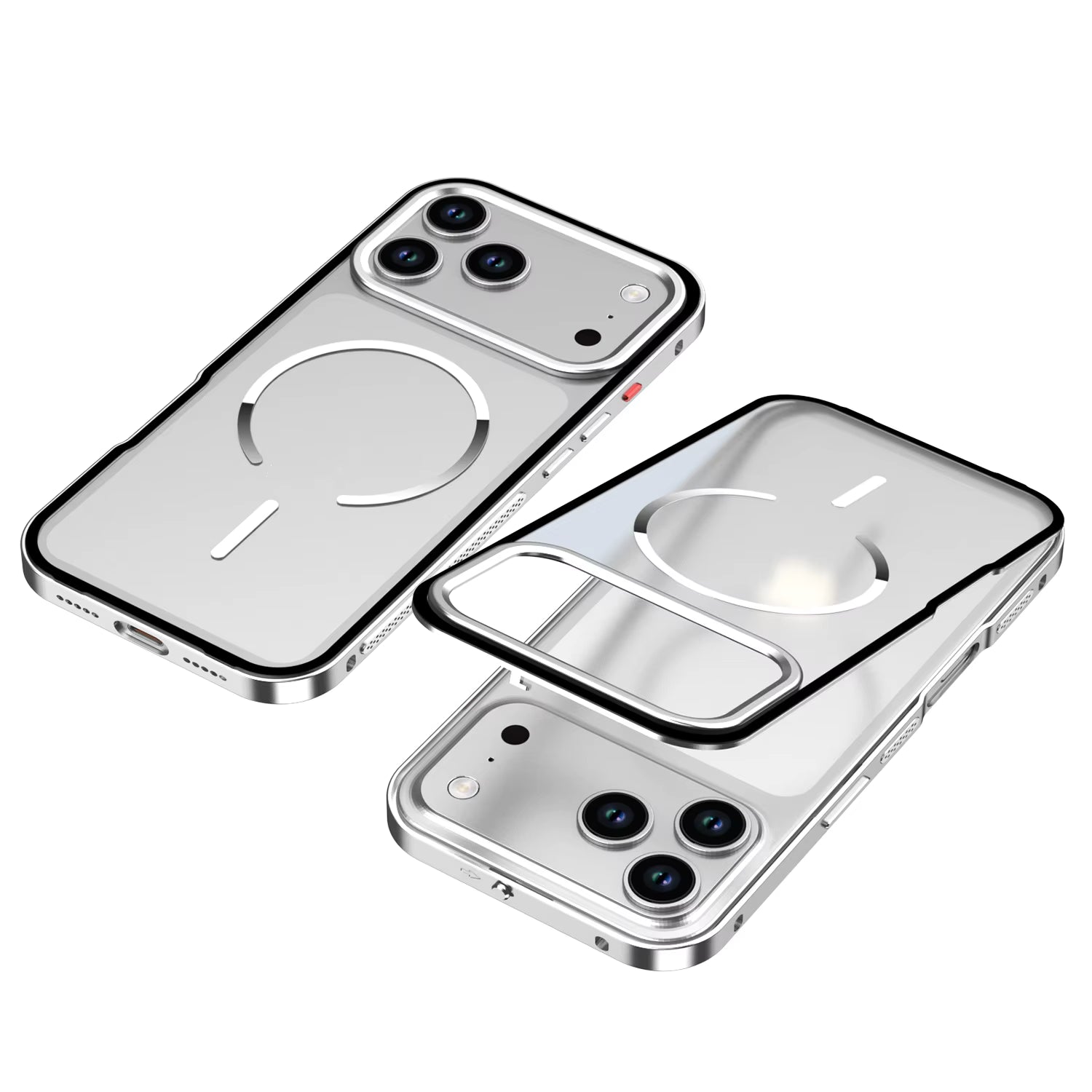 Metal Bumper Frame Frosted PC Back Cover Case for iPhone 17 Pro Max(Titanium)