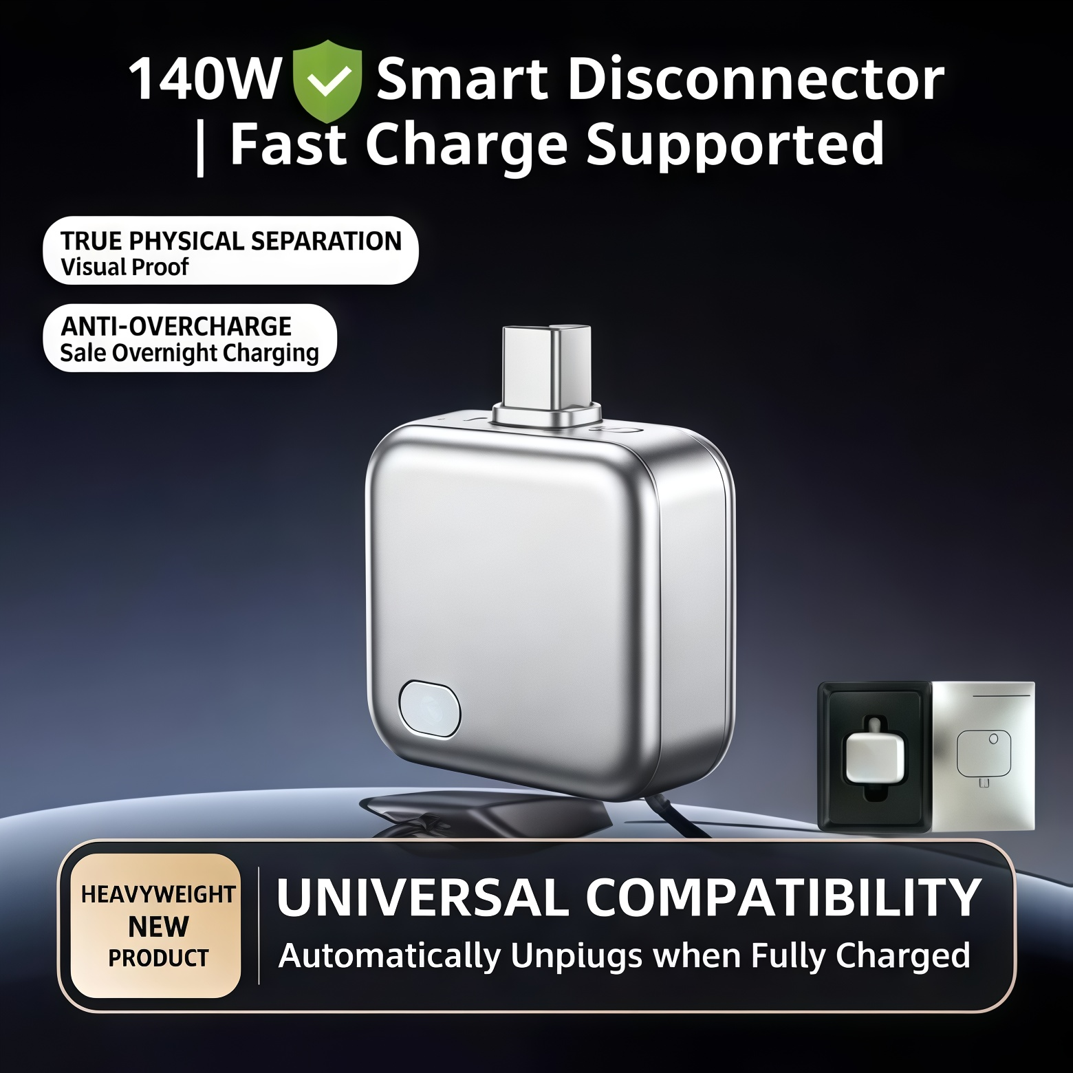Automatically Detects Full Charge Cuts Power & Prompts Unplug
