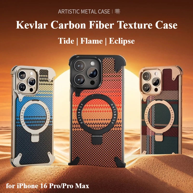 Premium Assembled Kevlar Pattern Metal Frame Phone Case For Iphone
