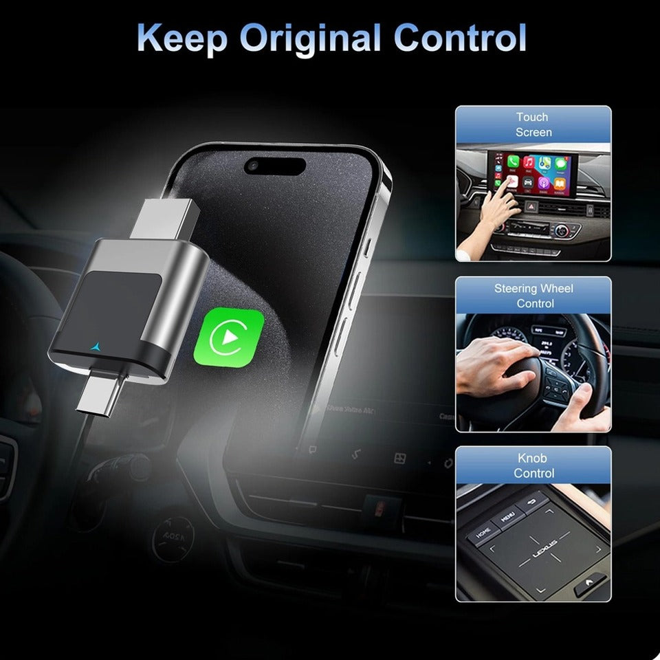 CarPlay Android Auto GPS Wireless Adapter 2 USB Type C Ports