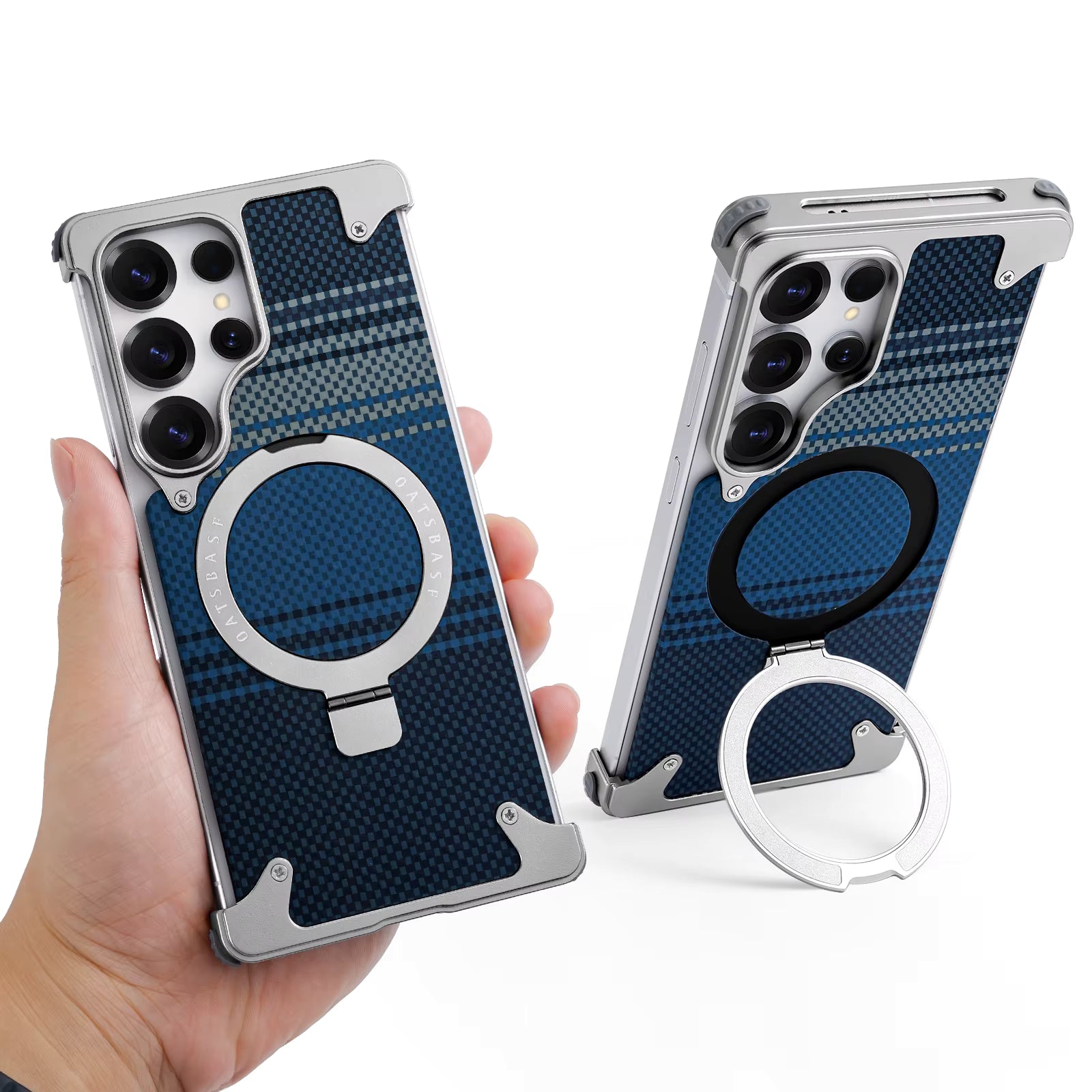 Premium Assembled Kevlar Pattern Metal Frame Phone Case for Samsung