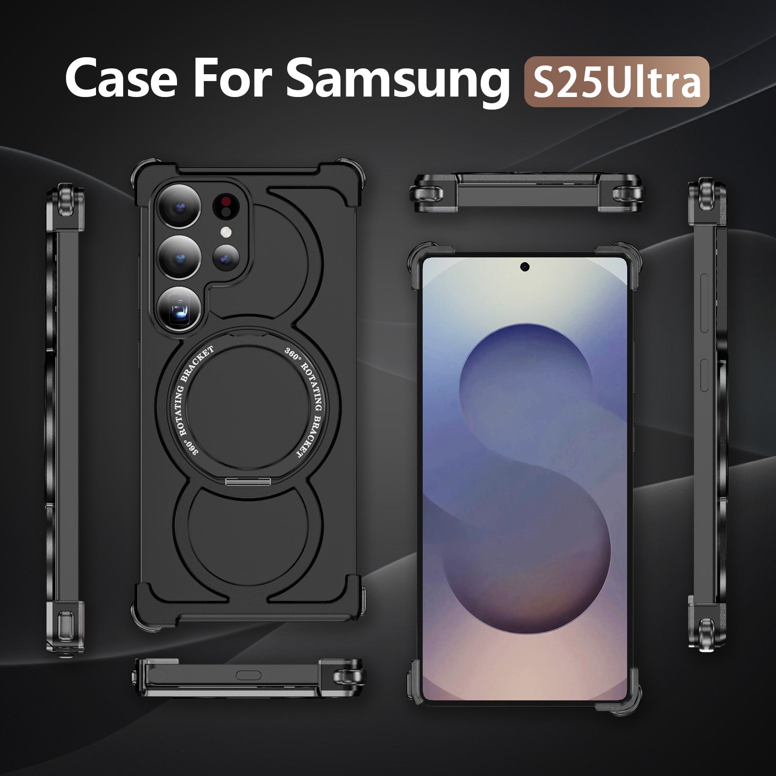 Magnetic Aluminum Alloy Frameless 360 Stand Case for Samsung