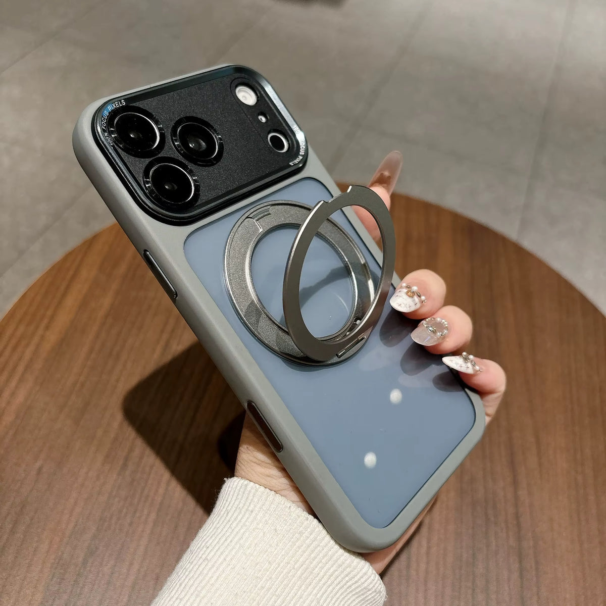 Popular TPU Acrylic Clear Magnetic 360° rotating ring Case for iPhone