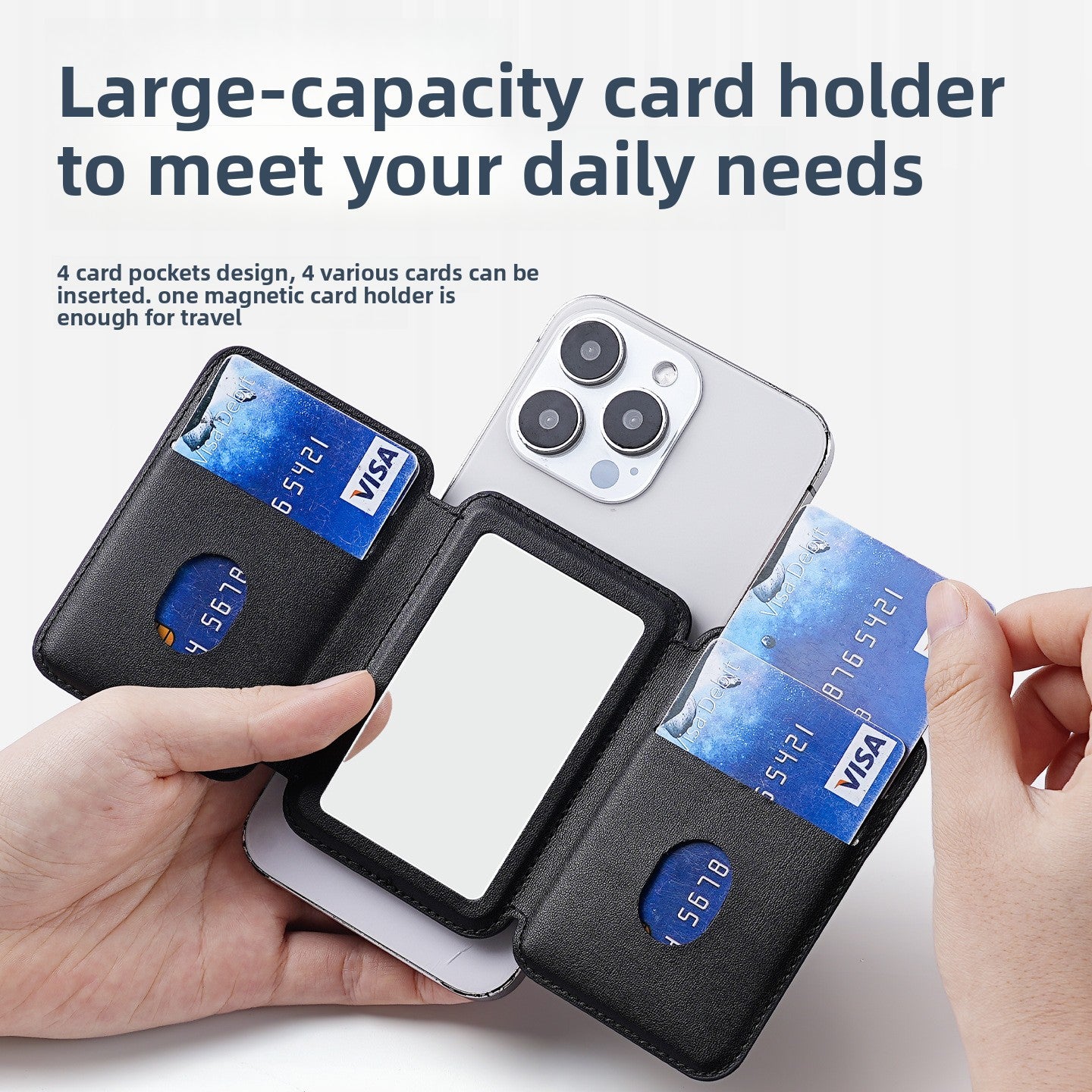 Slim Magnetic Card Holder Wallet with N52 Strong Magnets for iPhone Magsafe