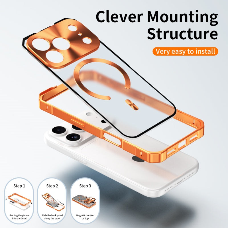 Amazing Metal Bumper Frame Frosted PC Back Cover Case For iPhone 17 Pro Max