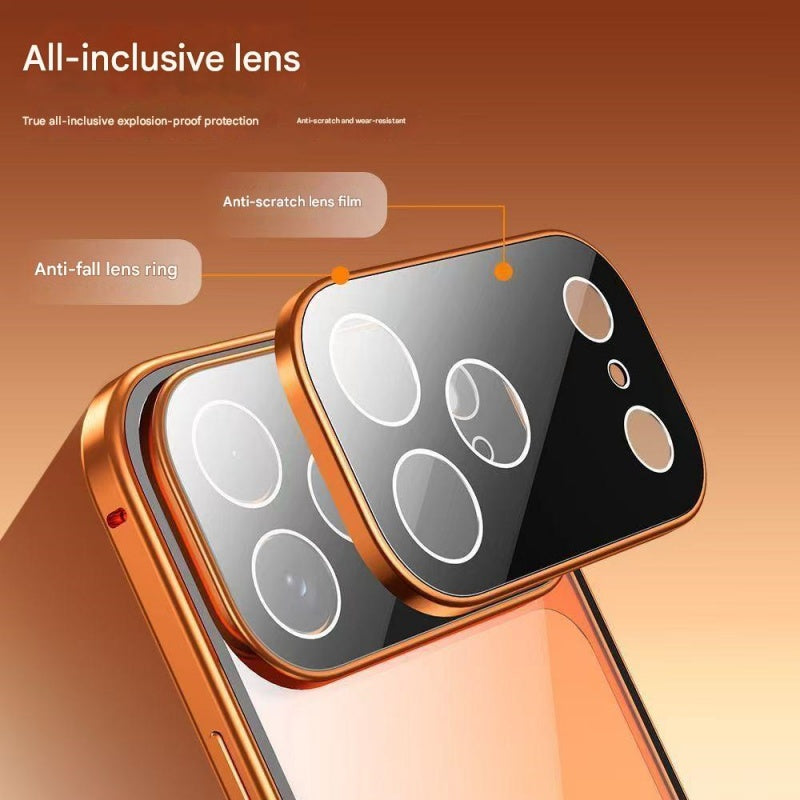 360 magnetic transparent case for iPhone 17 Pro Max(Orange)